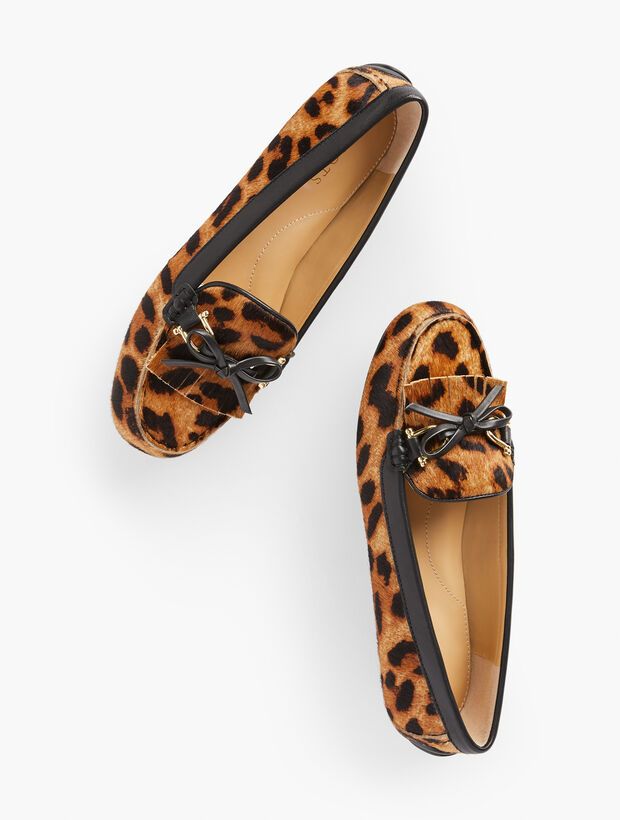 Everson Tasseled Leather Driving Moccasins - Leopard | Talbots