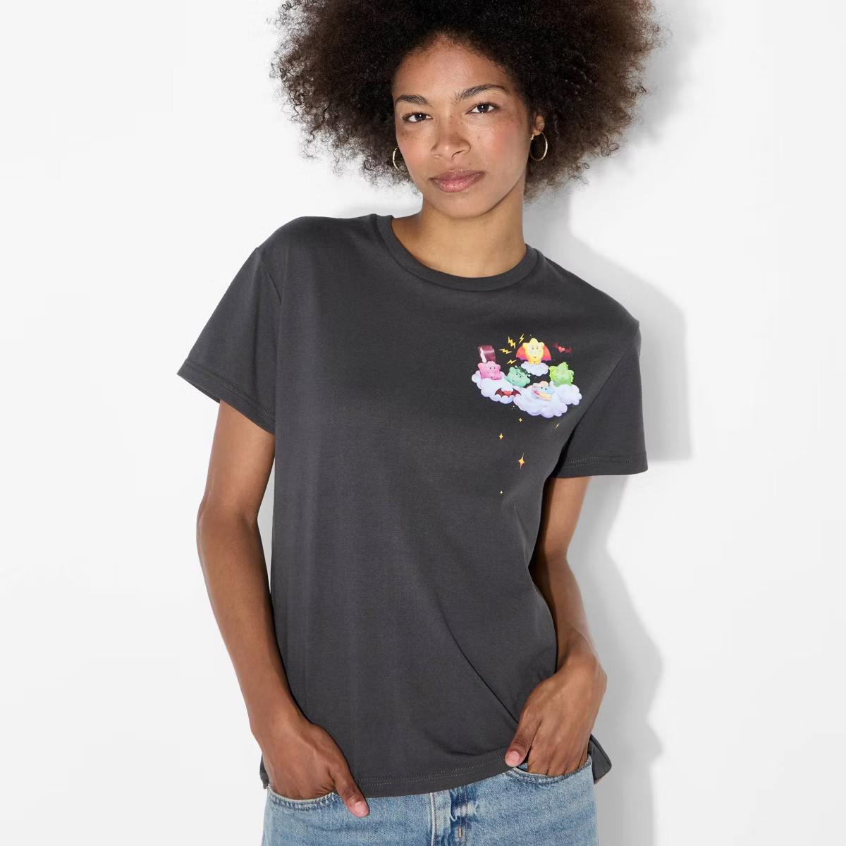 Women's Care Bears Halloween Short Sleeve Graphic Boyfriend T-Shirt - Black | Target
