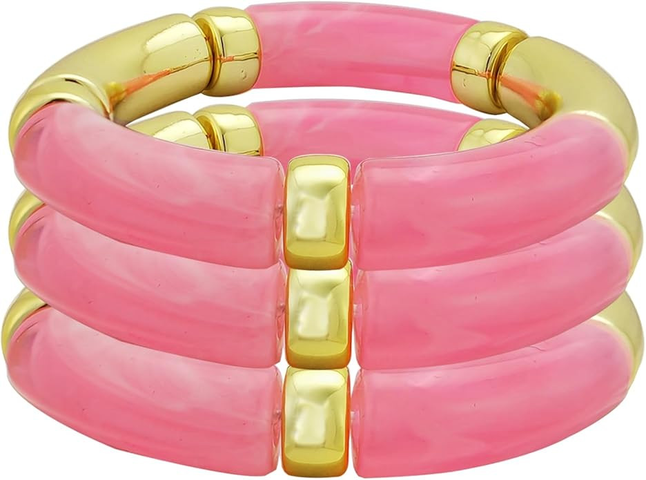 KOLODOGO 3PCS Chunky Bangles Bracelets for Women Stackable Chunky Bracelets Acrylic Bamboo Bracel... | Amazon (US)