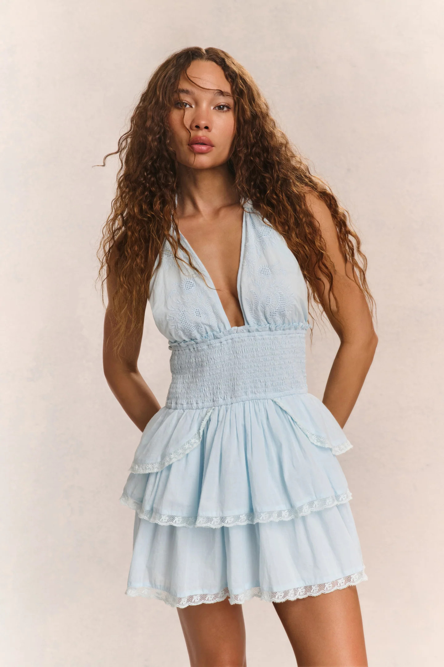 Deanna Heritage Halter Mini Dress | LoveShackFancy