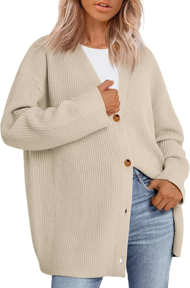 LILLUSORY Women Oversized Cardigan Sweater 2025 Fall Outfits Cloth Fashion V Neck Knit Button Fro... | Amazon (US)