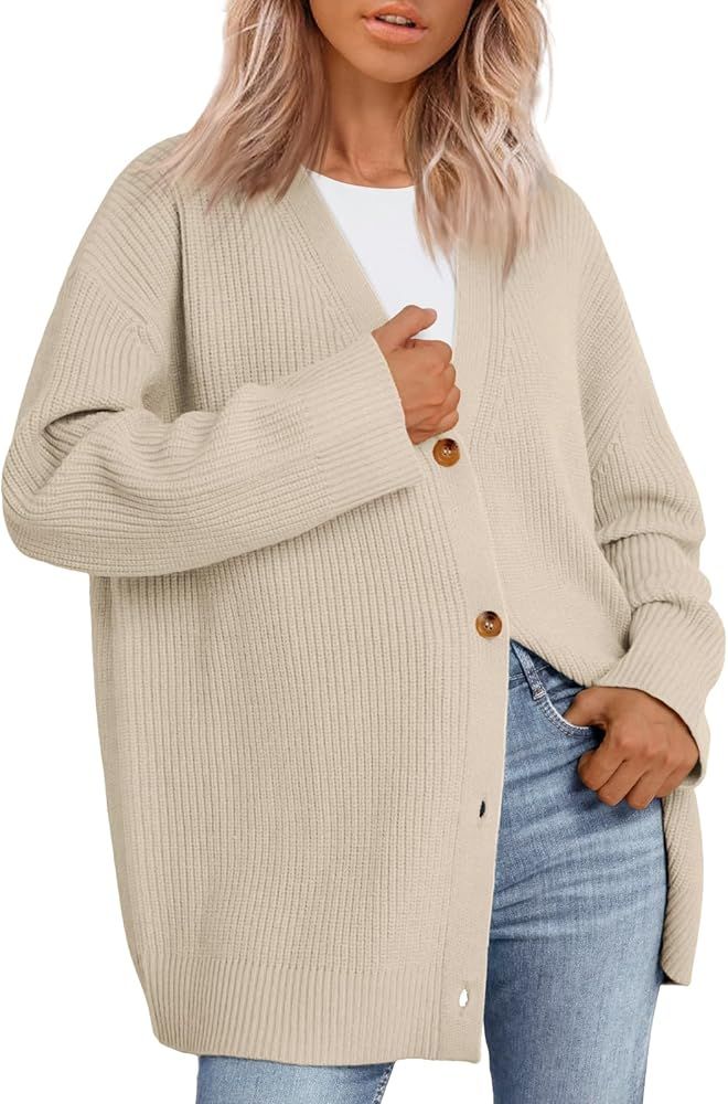 LILLUSORY Women's Oversized Cardigan Sweaters Fall Fashion Trendy V Neck Knit Outfits | Amazon (US)