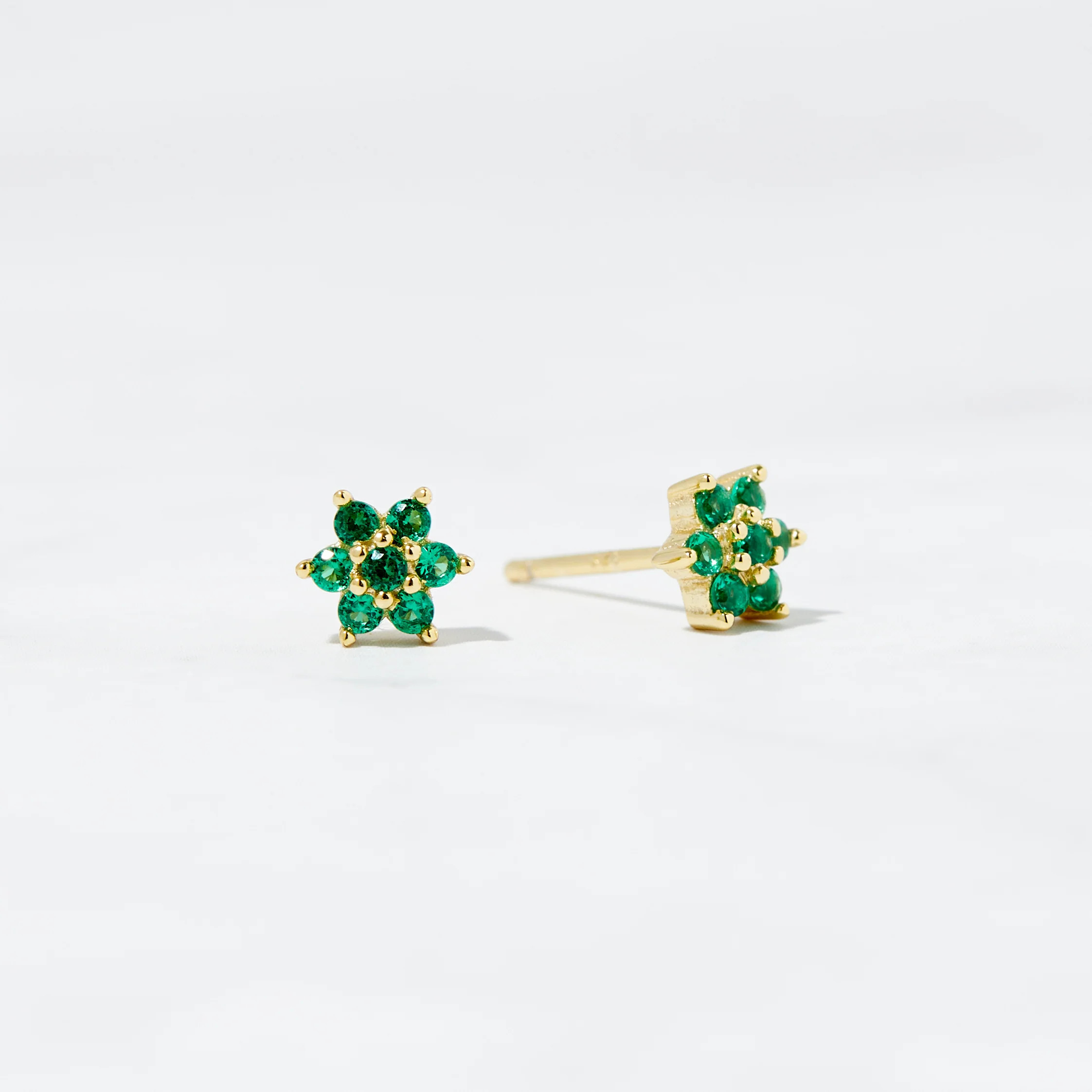 Emerald Flower Studs | Sami Jewels