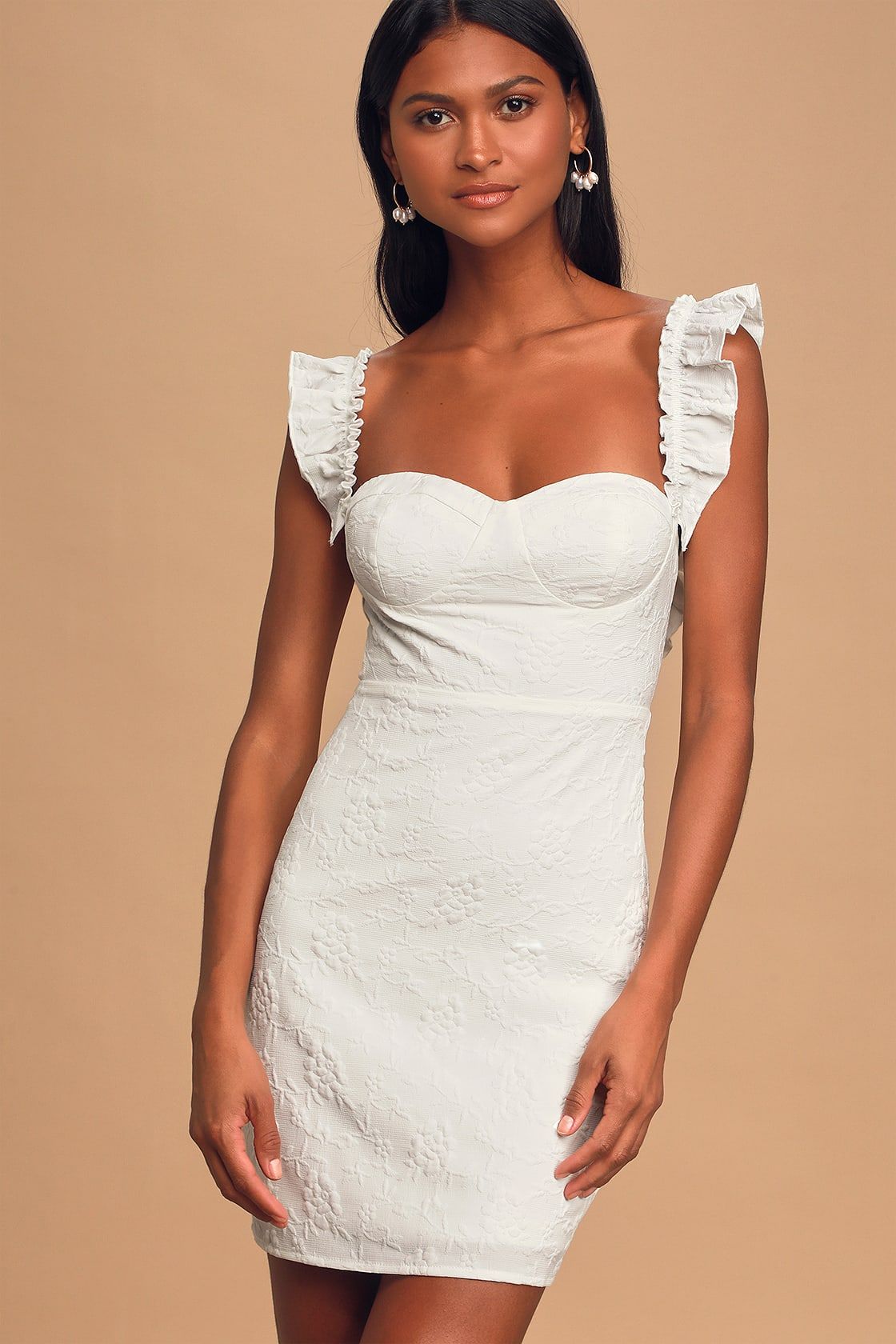 Butterfly Kisses White Jacquard Sleeveless Mini Dress | Lulus