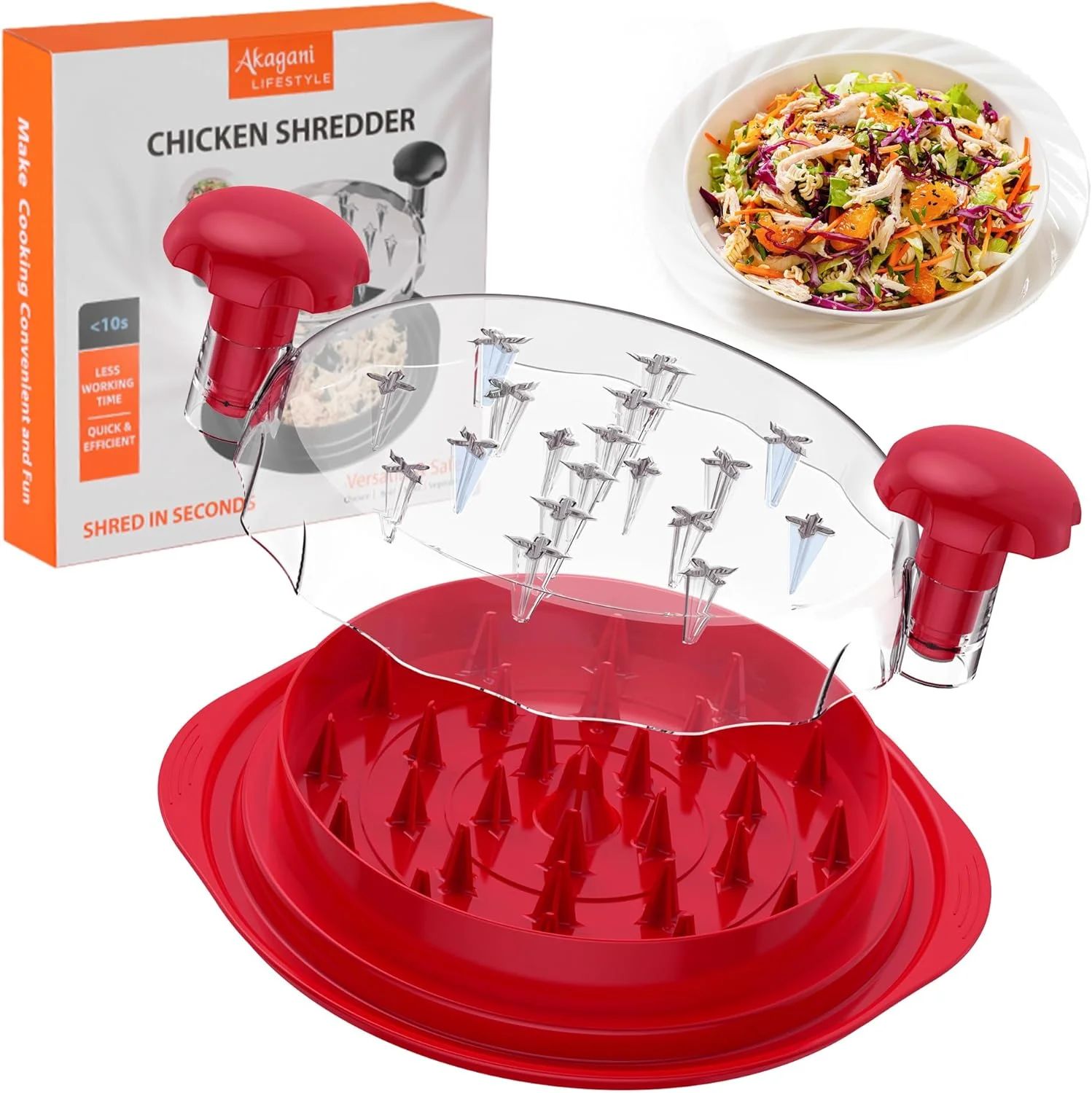 Upgrate Chicken Shredder, 10''Chicken Shredder Tool Twist with Transparent Lid, Ergonomic Handle ... | Walmart (US)