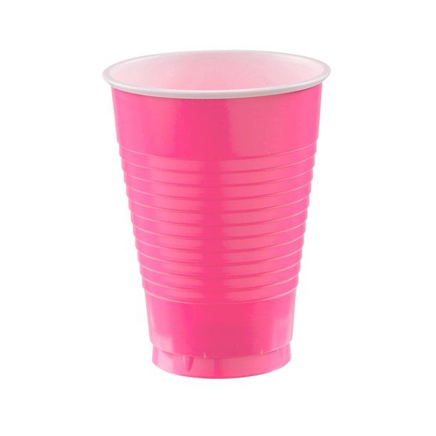 Bright Pink Plastic Cups | 12 oz. | Pack of 20 | Party Supply | Walmart (US)