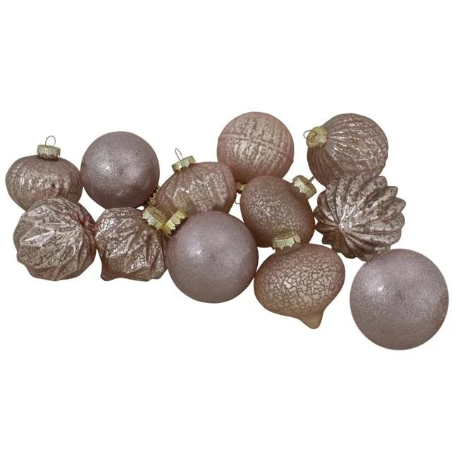 Blush Pink Finial & Glass Ball Christmas Ornament - Set of 12 | Walmart (US)