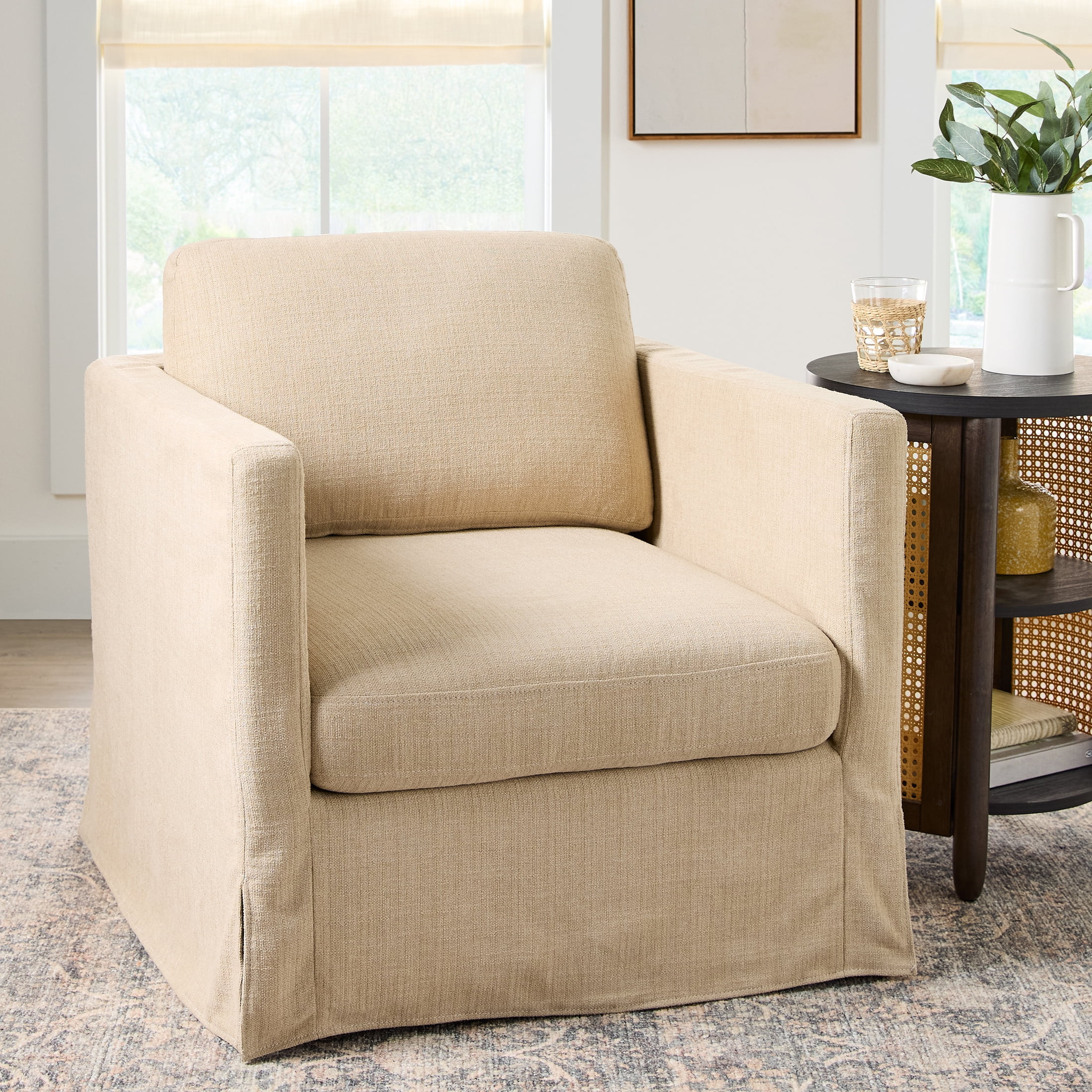 Better Homes & Gardens Waylen Swivel Accent Chair, Wheat | Walmart (US)