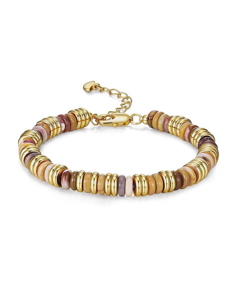 Colorful Gold Bracelets for Women, Stack Bangle Beaded Stone Jewelry Accessories Set for Woman, T... | Amazon (US)