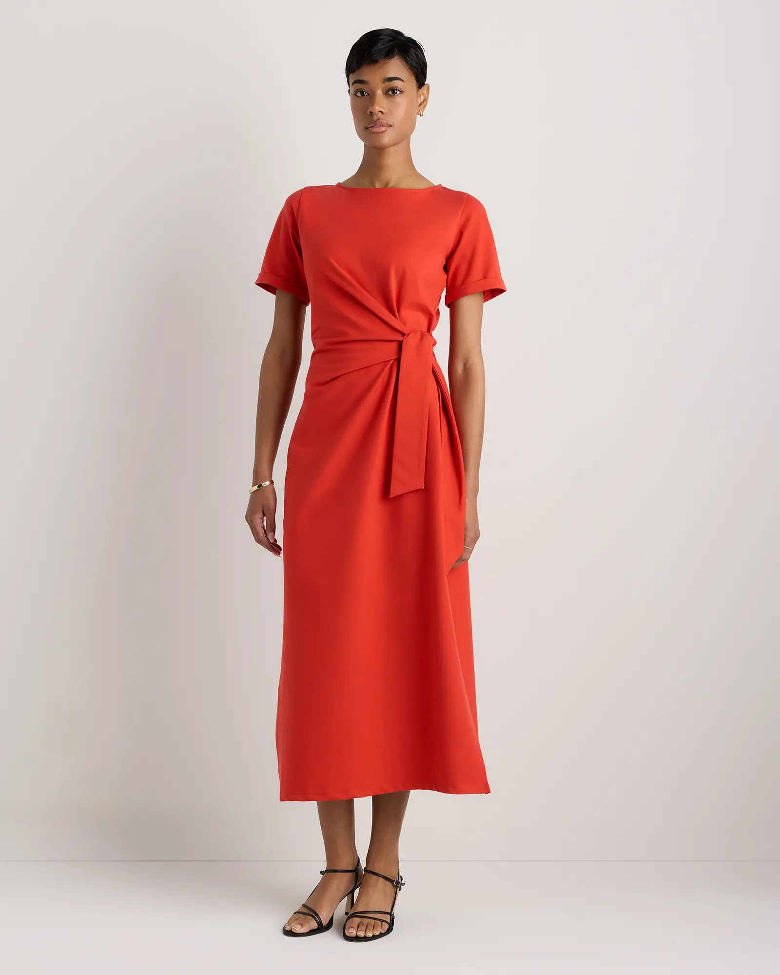 Stretch Cotton Jersey Side Tie Midi Dress | Quince