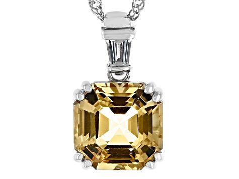 Yellow Citrine Rhodium Over Sterling Silver Pendant With Chain 3.94ctw - GLH043 | JTV Jewelry