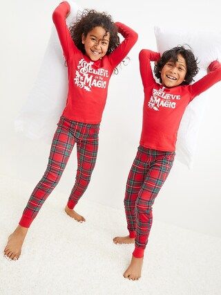 Gender-Neutral Holiday Matching Graphic Snug-Fit Pajama Set For Kids | Old Navy (CA)