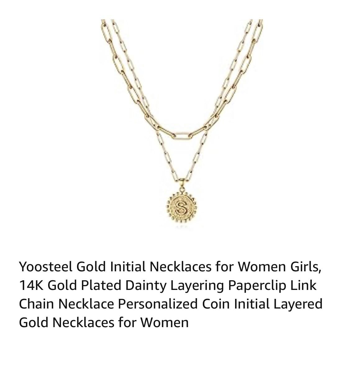 Yoosteel Gold Initial Necklaces for Women Girls, 14K Gold Plated Dainty Layering Paperclip Link C... | Amazon (US)