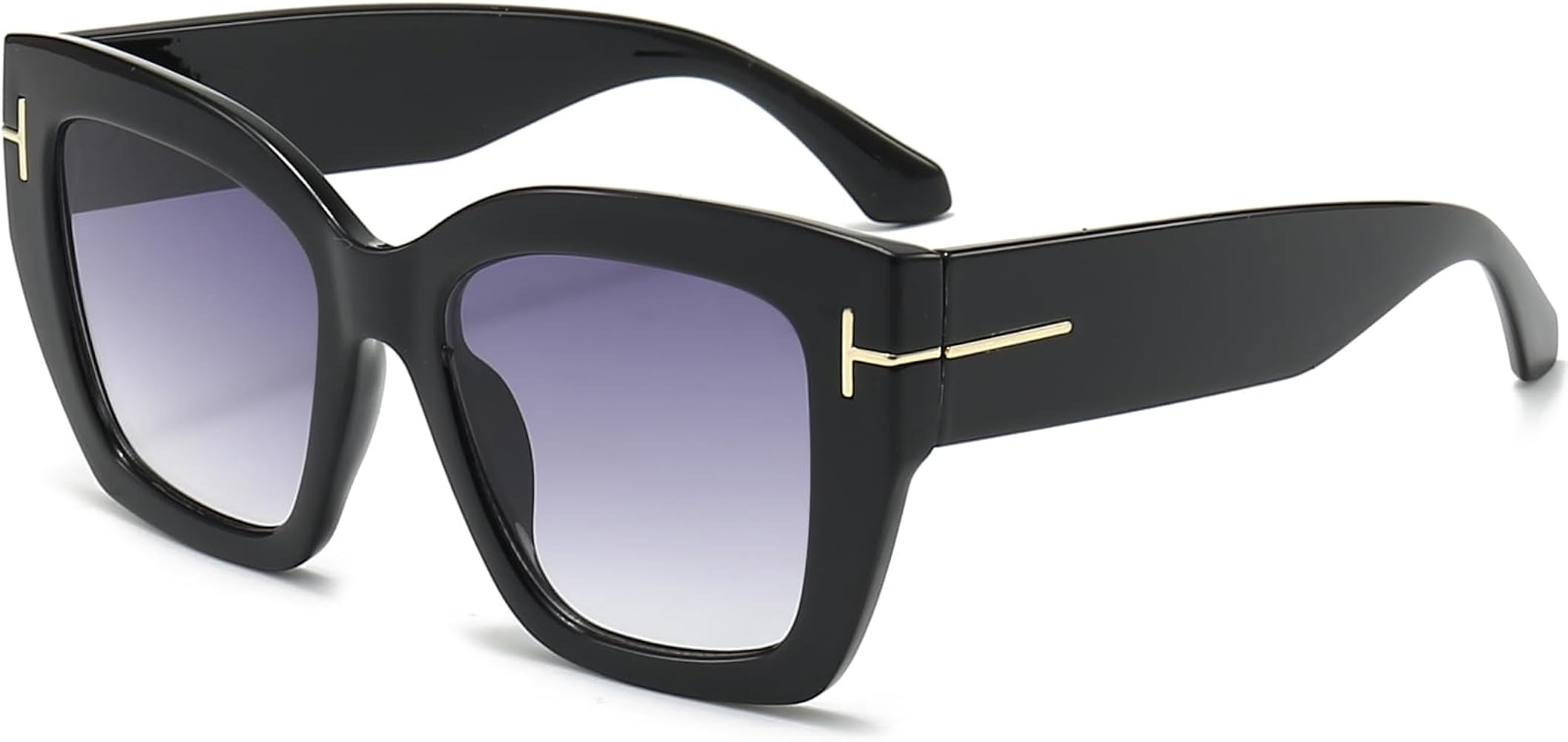 Oversized Square Sunglasses for Women Thick Fashion Big Frame Sunnies Trendy UV400 Black Shades | Amazon (US)