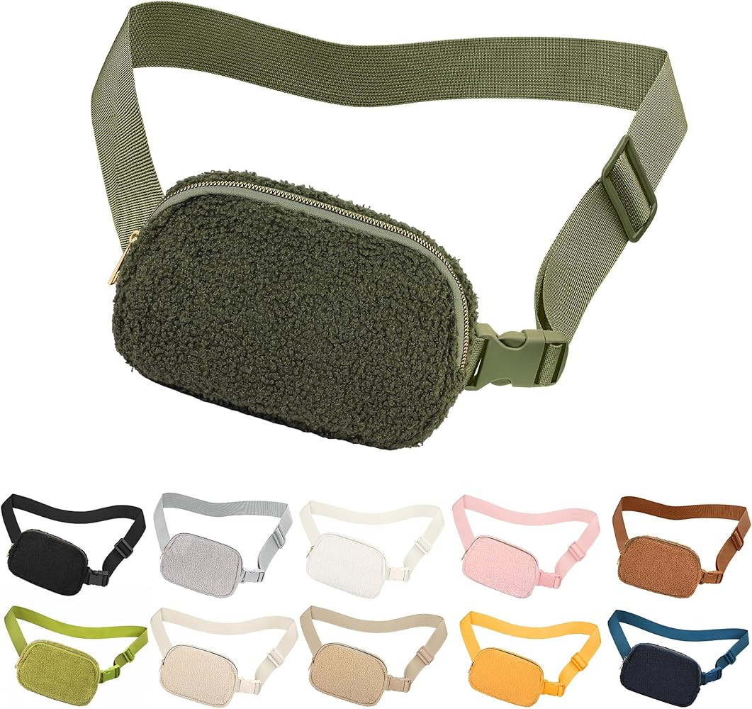 jealkip Fleece Belt Bag with Adjustable Strap for Women and Men Crossbody Fanny Bag Bum Bag, Wais... | Amazon (US)