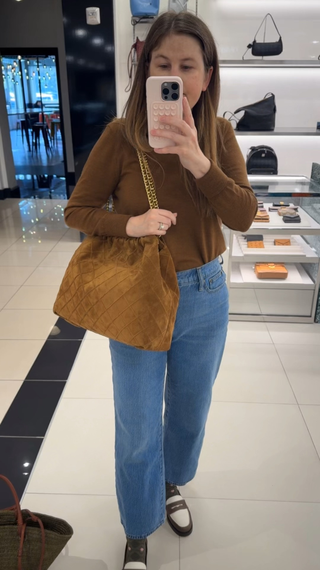 I’ve been searching for a fall bag, and this one is high on my wishlist. It’s a suede bag, absolutely stunning in person, and it makes the perfect fall bag. The website photos do not show just how beautiful it is. I love that it has a closure at the top too! It’s also not heavy. It comes in denim and a few leather options too.

#LTKSeasonal #LTKItBag