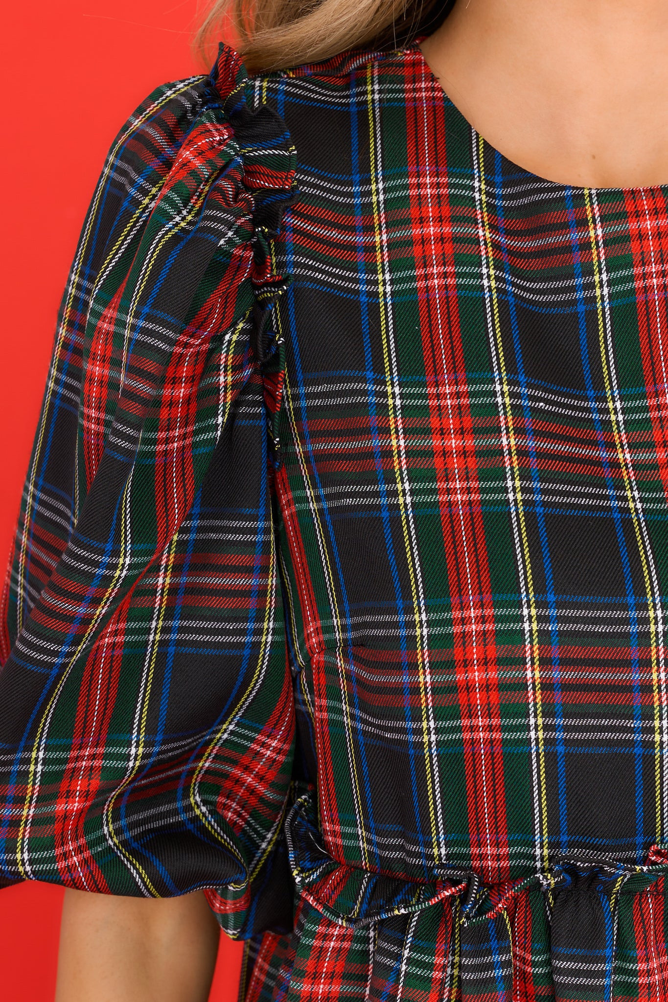 The Gift Of You Black Plaid Dress | Red Dress 