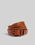 Croc-Embossed Leather Covered Buckle Belt | Madewell