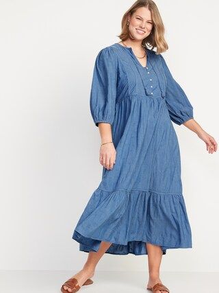 3/4-Sleeve All-Day Maxi Swing Dress for Women | Old Navy (US)