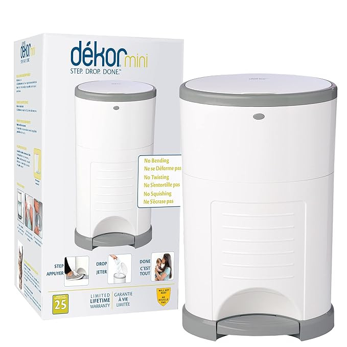Dekor Mini Hands-Free Diaper Pail | White | Easiest to Use | Just Step – Drop – Done | Doesn... | Amazon (US)