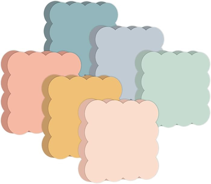 JarThenaAMCS 18 Pack Scalloped Sticky Notes Memo Pads 3 Inch Colorful Boho Wavy Self Adhesive Not... | Amazon (US)