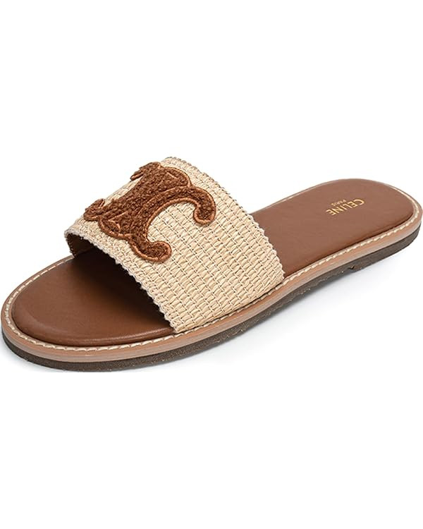 Raffia Wicker Flat Sandals for Women, Slip On Summer Straw Sandals for Women 2025, Comfortable Ra... | Amazon (US)
