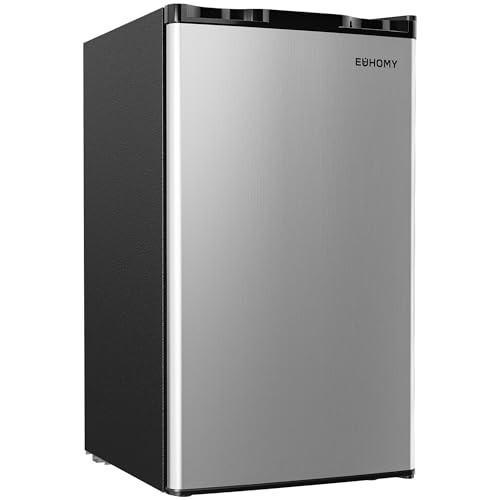 EUHOMY 3.2 Cu.Ft Mini Fridge with Freezer, Single Door Compact Refrigerator, Energy Saving, Mini Refrigerator Adjustable Thermostat, Mini fridge for Bedroom, Dorm, Office, Silver | Amazon (US)