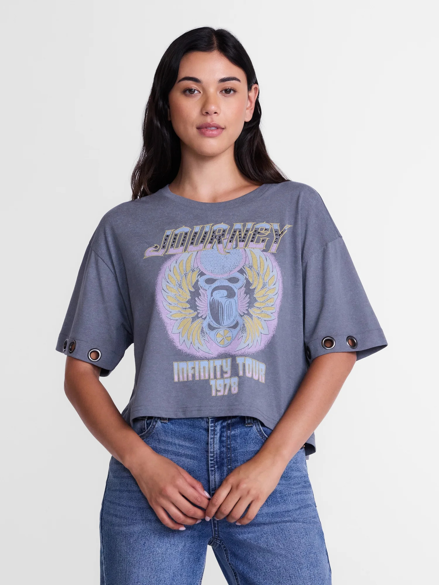 Journey Women's Cropped Front Back Graphic Band Tee, Sizes XXS-4X | Walmart (US)