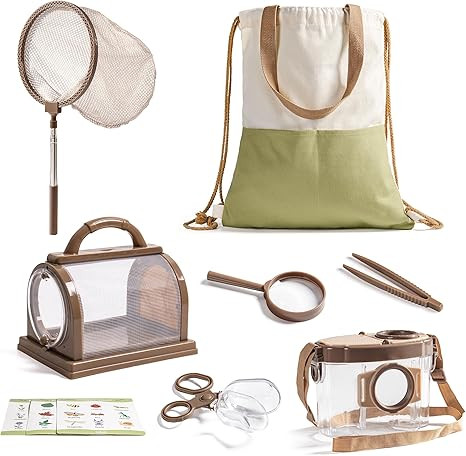 ROBOTIME Kids Explorer Kit, Outdoor Bug Catcher Kit for Kids with Magnifying Glass & Butterfly Ne... | Amazon (US)