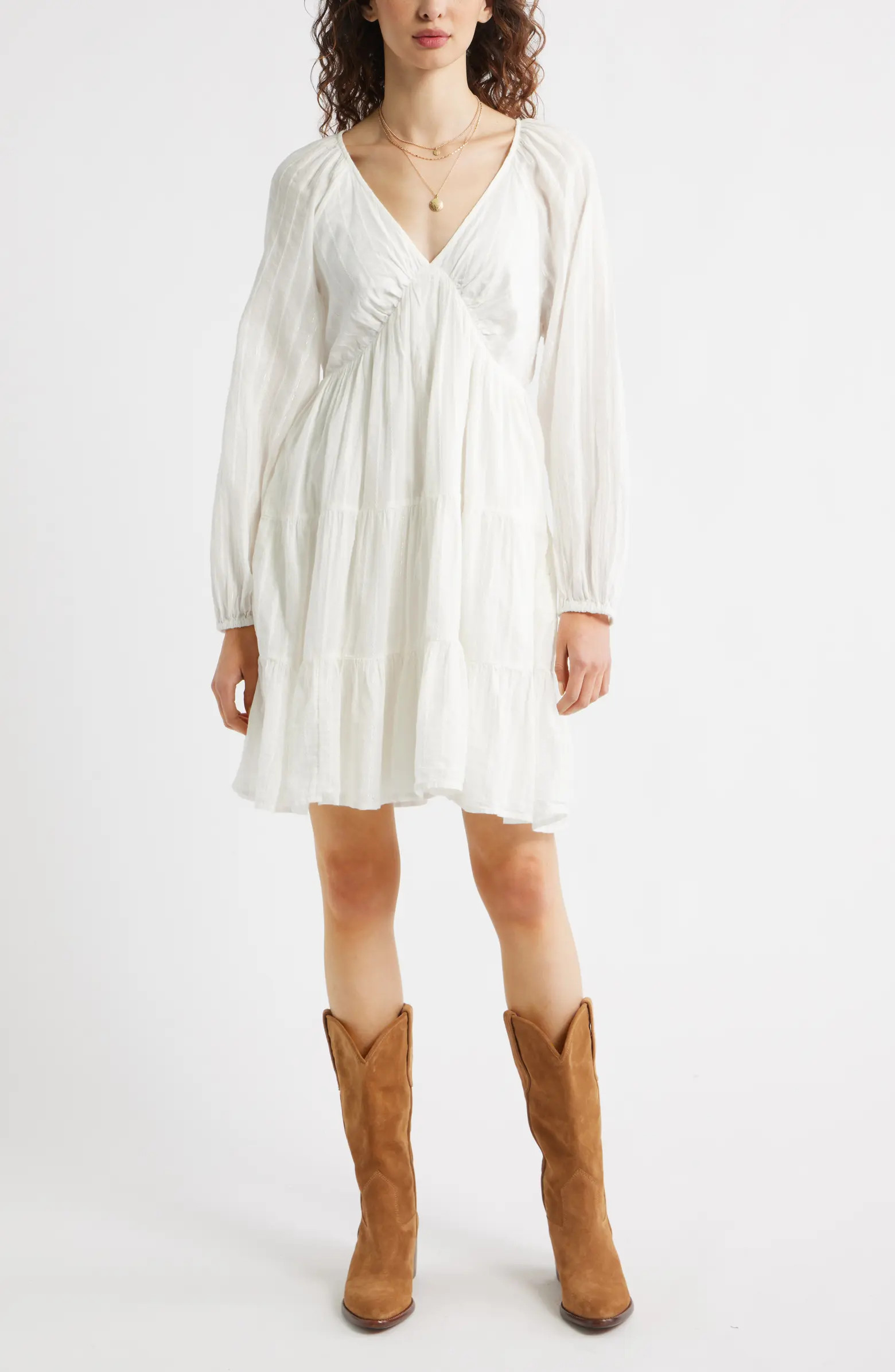 Treasure & Bond Floral Print Jacquard Long Sleeve Minidress | Nordstrom | Nordstrom