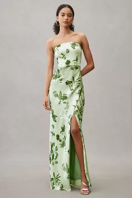 BHLDN Avianna Stretch Satin Strapless Side-Slit Maxi Dress | Anthropologie (US)