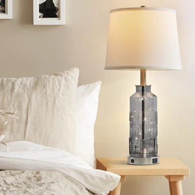 Modern Table Lamps For Bedroom Set Of 2, 27" Glass Bedside Lamps With Fairy Lights, 3-Way Dimmable Touch Control Bedroom Lamps For Nightstand With Lin | Wayfair North America