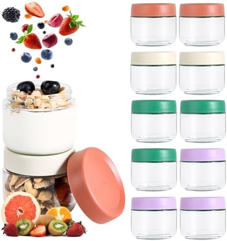 Hoa Kinh 10oz 12Pack Glass Food Storage Jars with Lids, Leak Proof Small Glass Jars for Overnight... | Amazon (US)