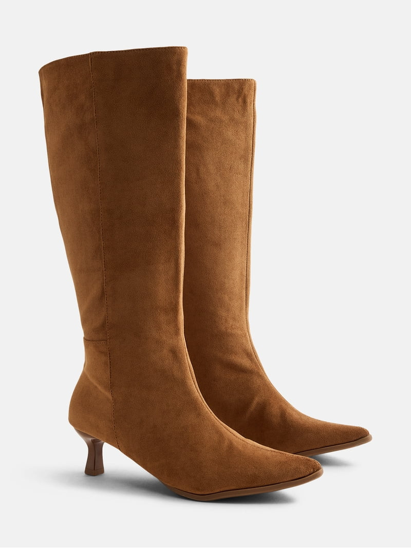 No Boundaries Women\u2019s Kitten Heel Tall Boots | Walmart (US)