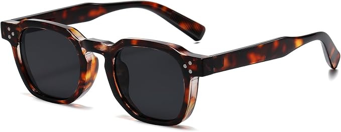AIEYEZO Retro Sunglasses for Womens Mens Square Thick Framed Shades Trendy Vintage Sun Glasses | Amazon (US)