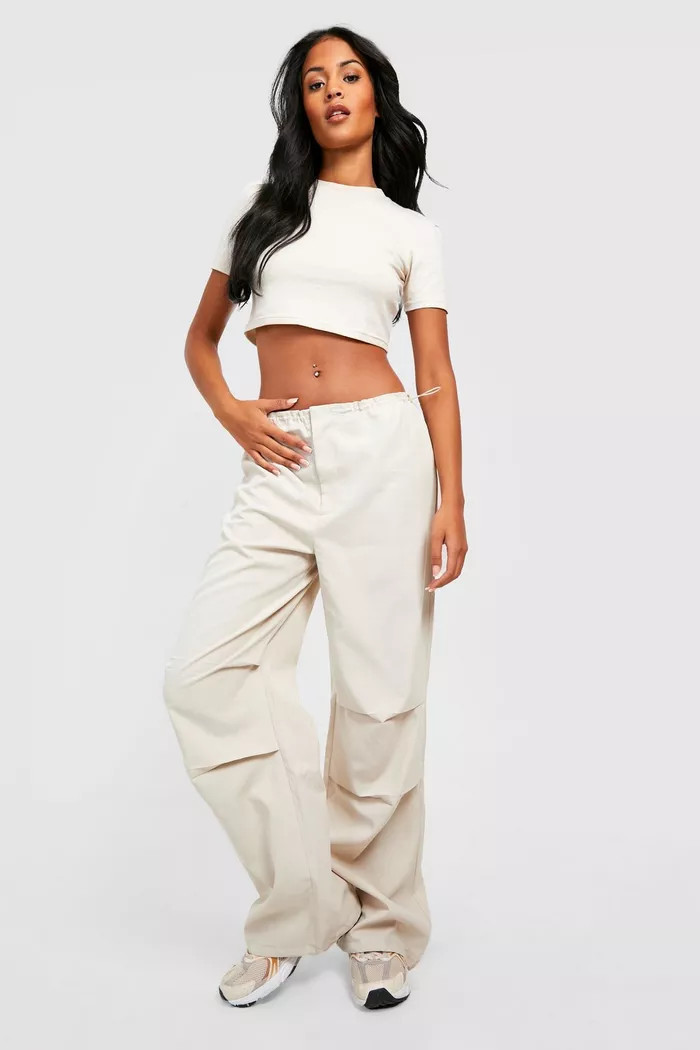 Tall Low Rise Elasticated Waist Parachute Pants | boohoo (US & Canada)