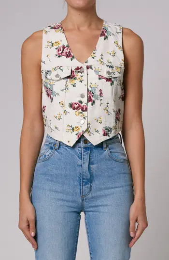 Morgan Floral Denim Vest | Nordstrom