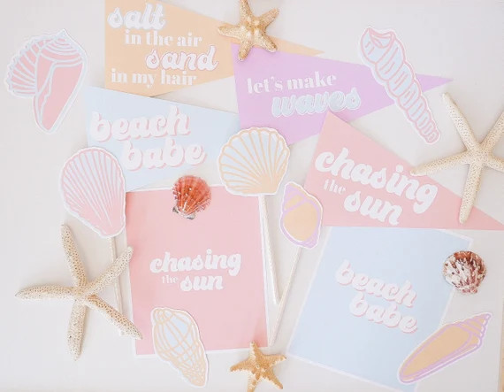 Summer Beach Theme Printables, Pennant Flags, Seashells, Beach Babe, Make Waves, Printables, Chas... | Etsy (US)
