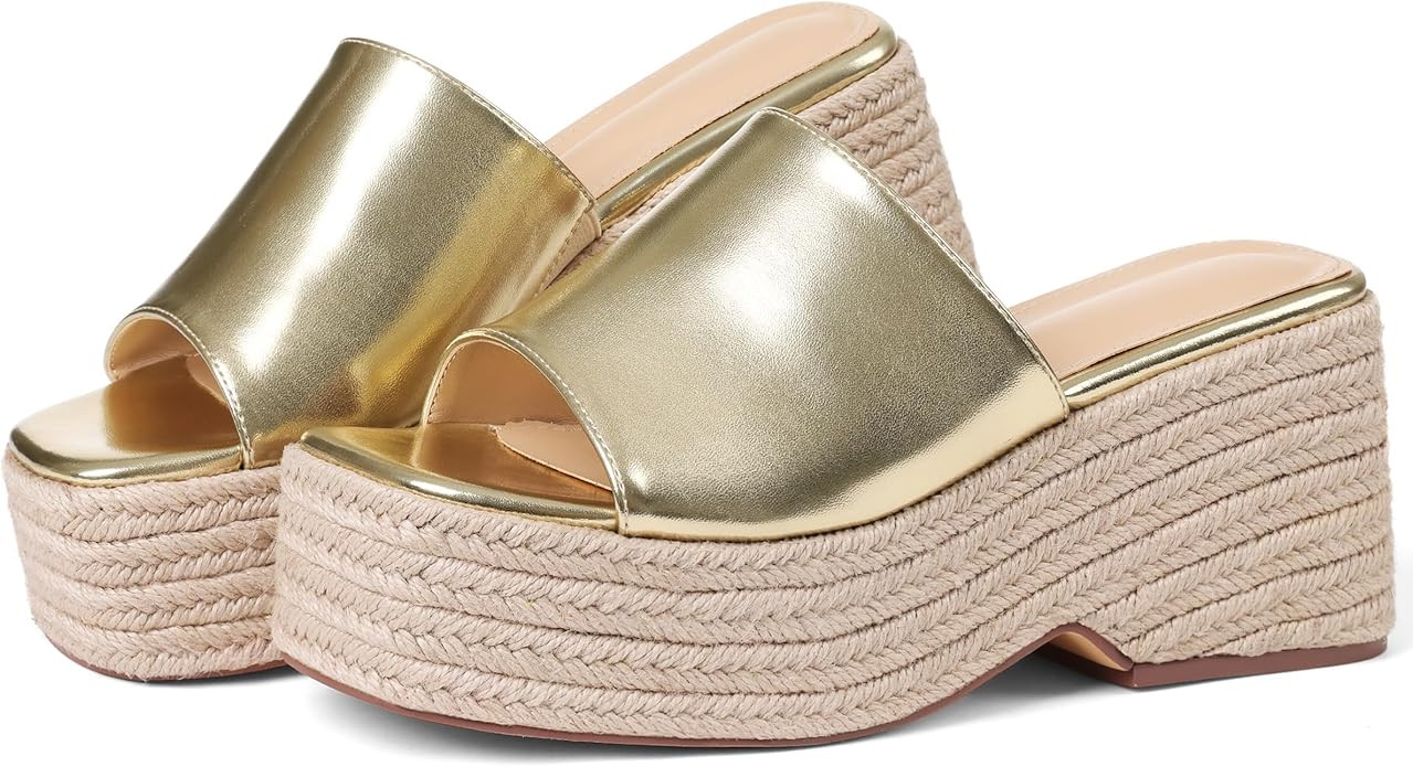 Platform Slip on Espadrille Sandals for Women Summer Wedges Slides -Flatform, Open Toe, Bohemia, ... | Amazon (US)