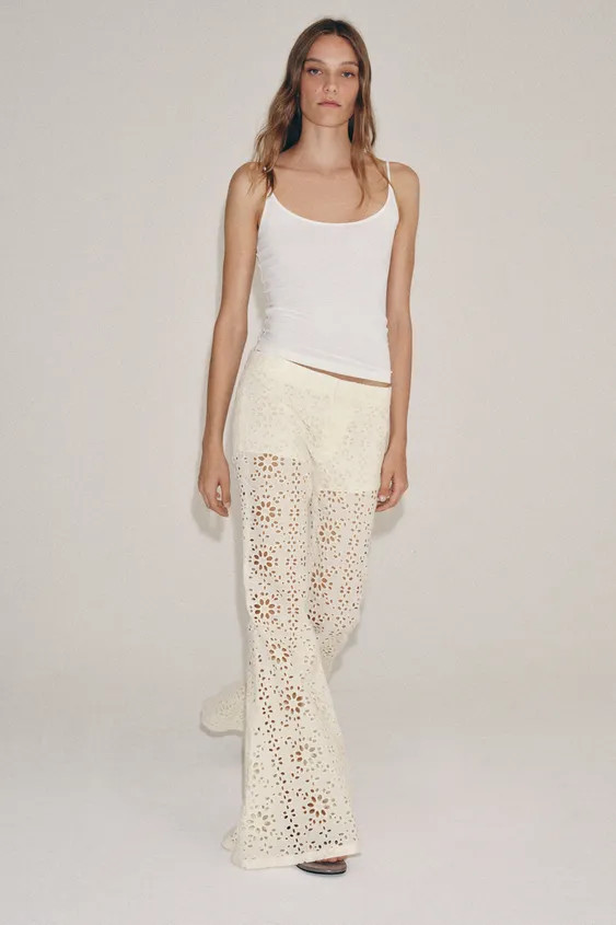 EMBROIDERED FLARE PANTS ZW COLLECTION | Zara US