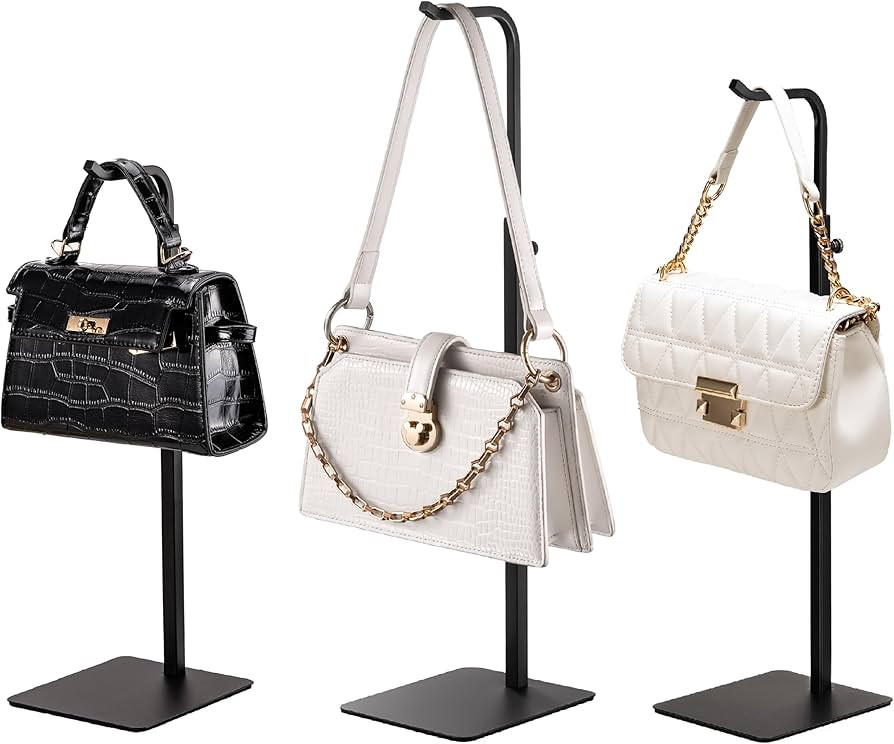 pickpiff 3 Pack Purse Holder Handbag Display Stand: Black Hanger Rack for Bags, Purses, and Wreat... | Amazon (US)