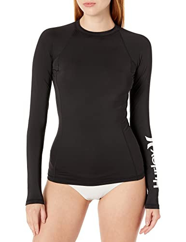 Hurley Women's Standard One and Only Long-Sleeve Rashguard, Black, X-Small | Amazon (US)
