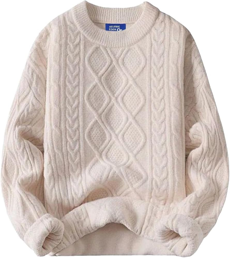 Aelfric Eden Oversized Sweater 90s Vintage Cable Knit Long Sleeve Women Heavy Crewneck Pullover | Amazon (US)