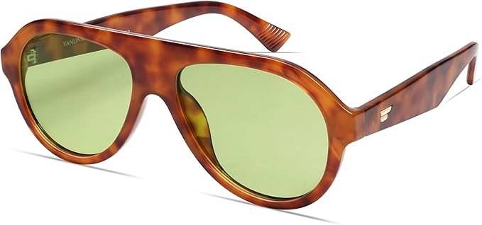 VANLINKER Retro Aviator Polarized Sunglasses for Men Women Trendy 70s Vintage Plastic Frame Sun G... | Amazon (US)