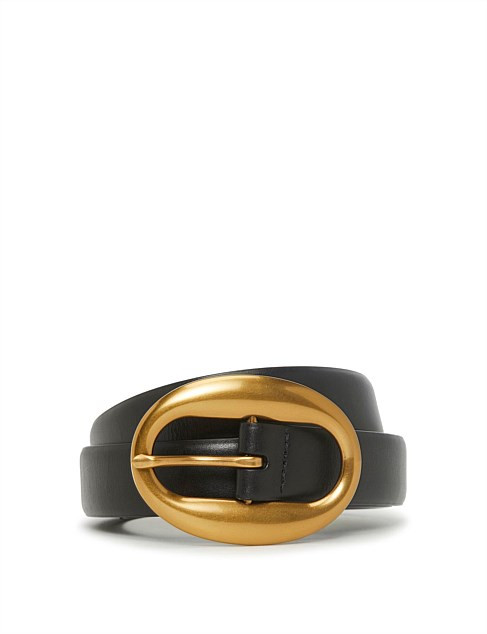Double Gold Buckle Leather Belt | David Jones (Australia & New Zealand)