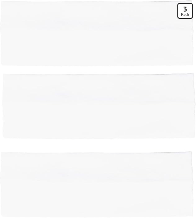 White Headbands for Women 3 PCS Cotton Non Slip Hair Bands Sweat Thick Headband Hair Accessories | Amazon (US)