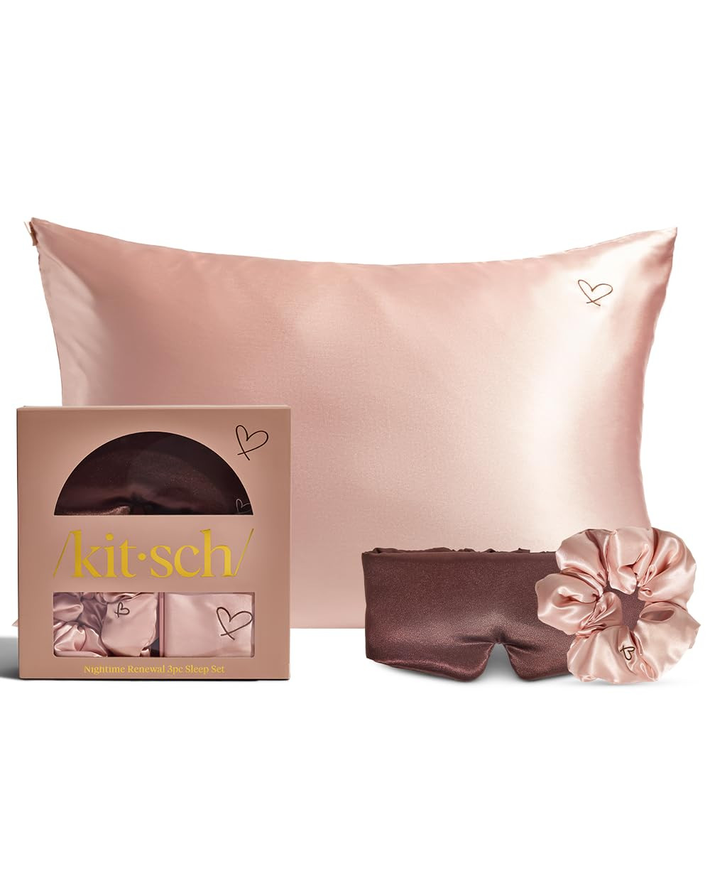 Kitsch Night time Renewal 3PC Sleep Set - Satin Pillowcase with Zipper for Hair & Skin - Softer T... | Amazon (US)