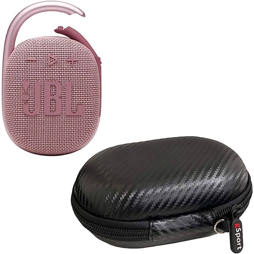 JBL Clip 4 Waterproof Portable Bluetooth Speaker Bundle with gSport Carbon Fiber Case (Pink) | Amazon (US)