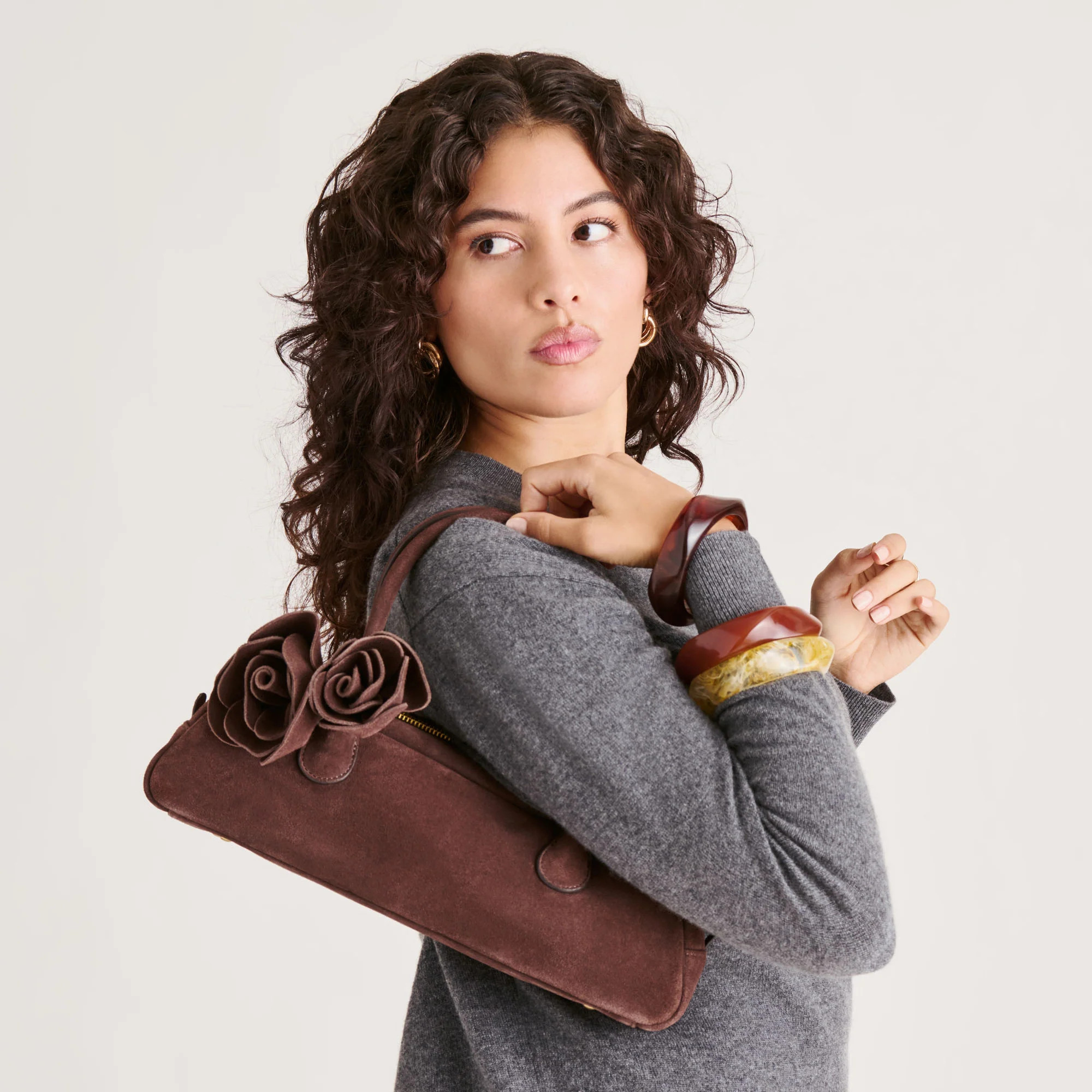 Boracay Chocolate Suede Shoulder Bag | Dolce Vita | DolceVita.com