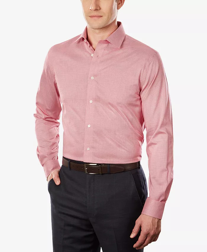 Men's Supima Cotton Slim Fit Non-Iron Performance Stretch Dress Shirt | Macys (US)